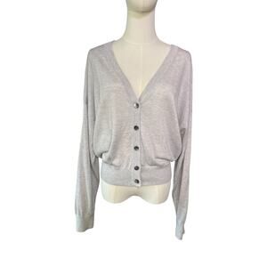 J.Crew Silk Cashmere Blend Button Front Cardigan Sweater Gray Large